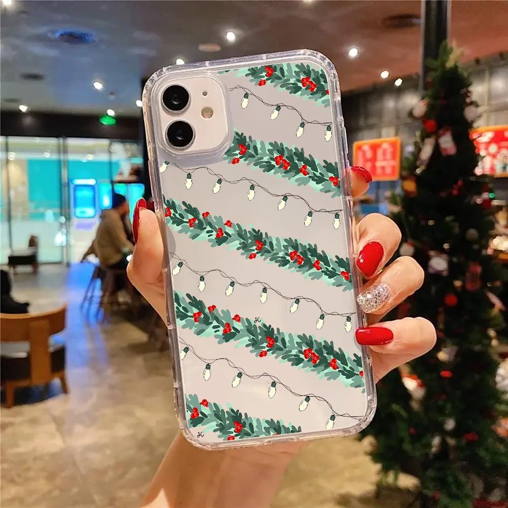 Cute Christmas Decoration Beautiful Transparent Phone Case for iPhone 17 16 11 12 13 14 15 Pro Max 7 8 Plus XR XS X Clear Cover