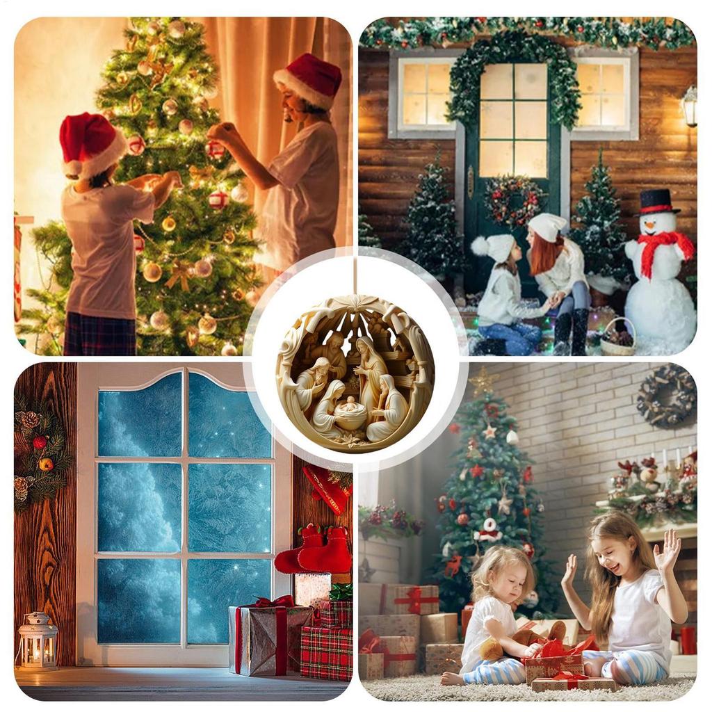 Nativity Ornaments 2D Acrylic Nativity Tree Ornaments Christian Christmas Decor for Easter Window Party Winter Holiday Home Car