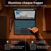 Coque Clavier pour Xiaomi Redmi Pad SE 11", Cuir PU Noir avec Clavier Rétroéclairé Bluetooth + Souris + Stylet