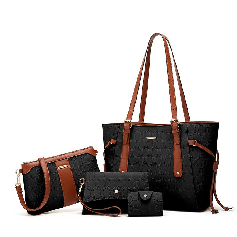 Moda Nova Outono Inverno 2025 Bolsa Tote Ombro Transversal Mãe-Filha Conjunto de 4 Peças, Bolsa Feminina Multifuncional de Grande Capacidade para Trabalho e Casual