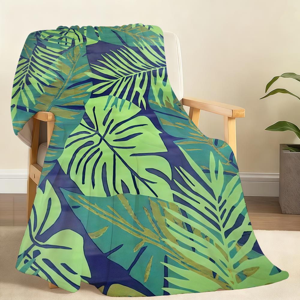 Tropical Leaves Pattern Blanket Soft Throw Blanket for Home Bedroom Bed Sofa Picnic Travel Office Rest Cover Blanket Gift