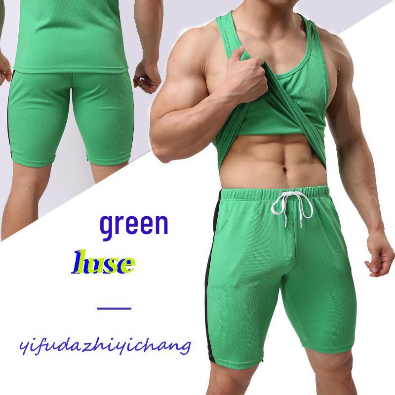 Men's Quick-Dry Color Block Casual Sports Shorts with Drawstring
