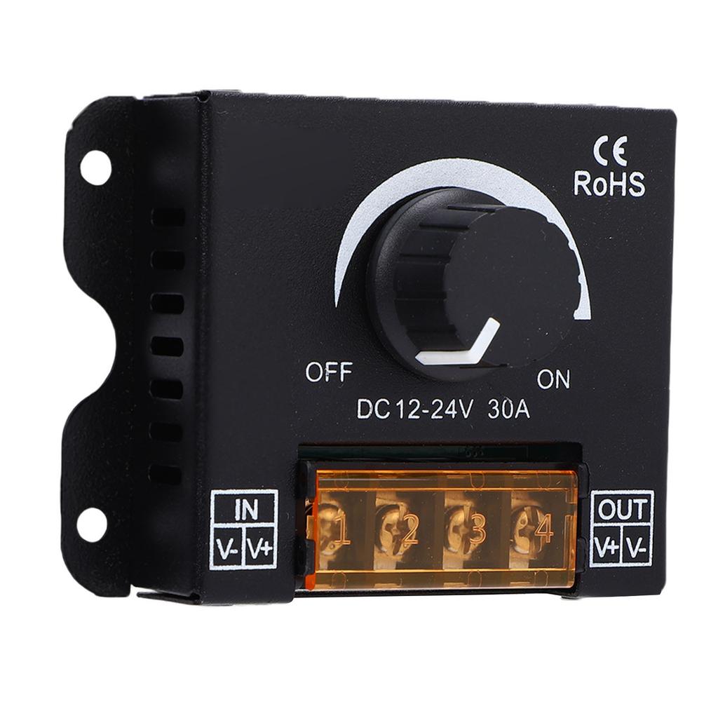 LED Light Strip Dimmer DC 12V 24V 30A PWM Dimming Controller Knob Adjust Brightness ON Off Switch for Single Color