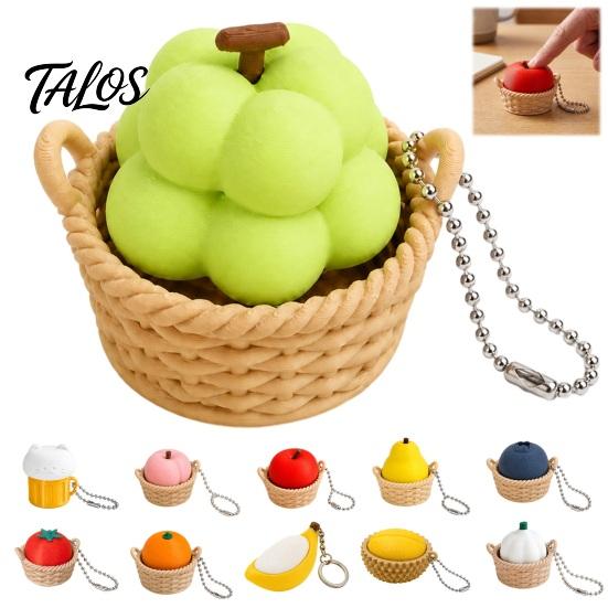 Unique Bag Decoration 3D Printed Fruit Fidget Clicker Toy with Mechanical Press, Stress Relief Keychain, Cute Vegetable Charms Sensory for Teens