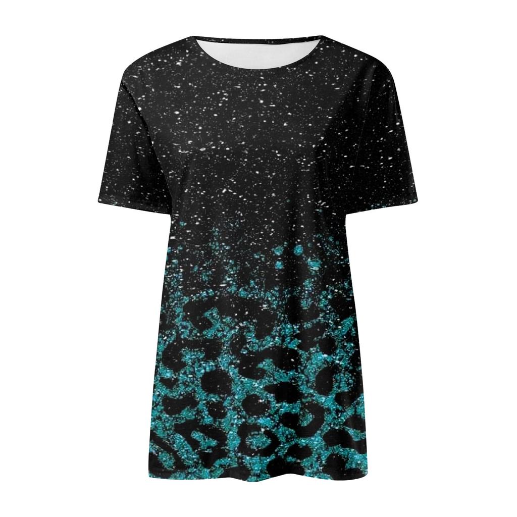 Women's Fashion Retro Printed Round Neck Short Sleeve Casual T-Shirt Top