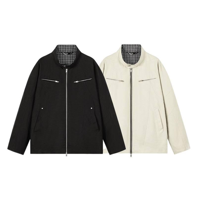 Stand-up Collar Coat Men's New Jacket Solid Color Couple Fashion Street Relaxed Leisure Sports.
