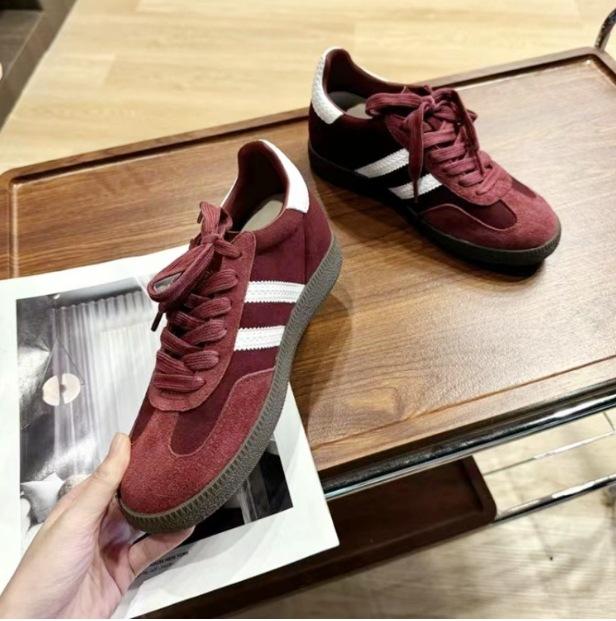 2025 new German training shoes women wear high-end platform casual shoes front lace-up Korean version campus Forrest Gump shoes women