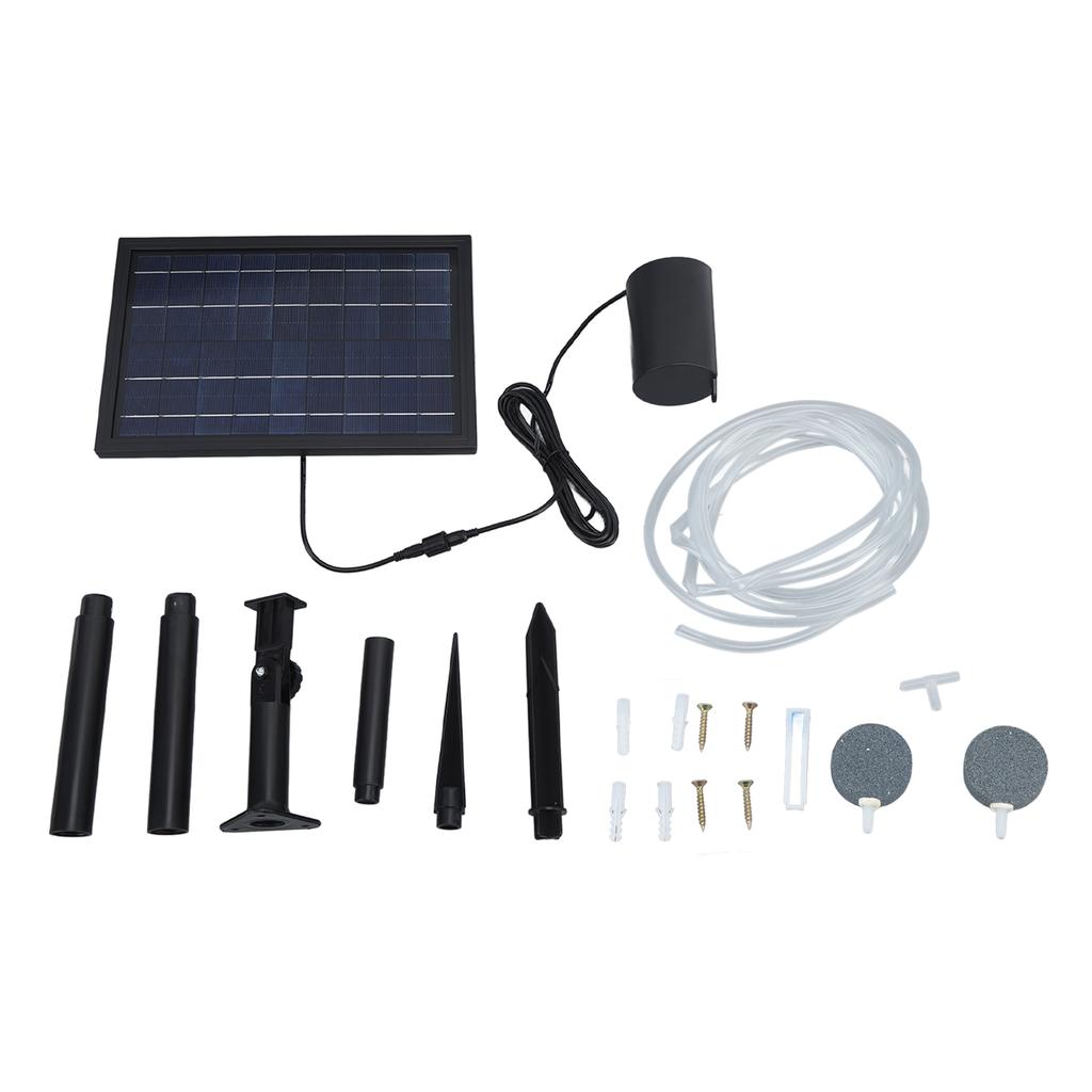 Solar Air Pump with 2 Bubble Stones with Hose 8W 10V 2400mAh ABS and Polysilicon Solar Oxygen Pump