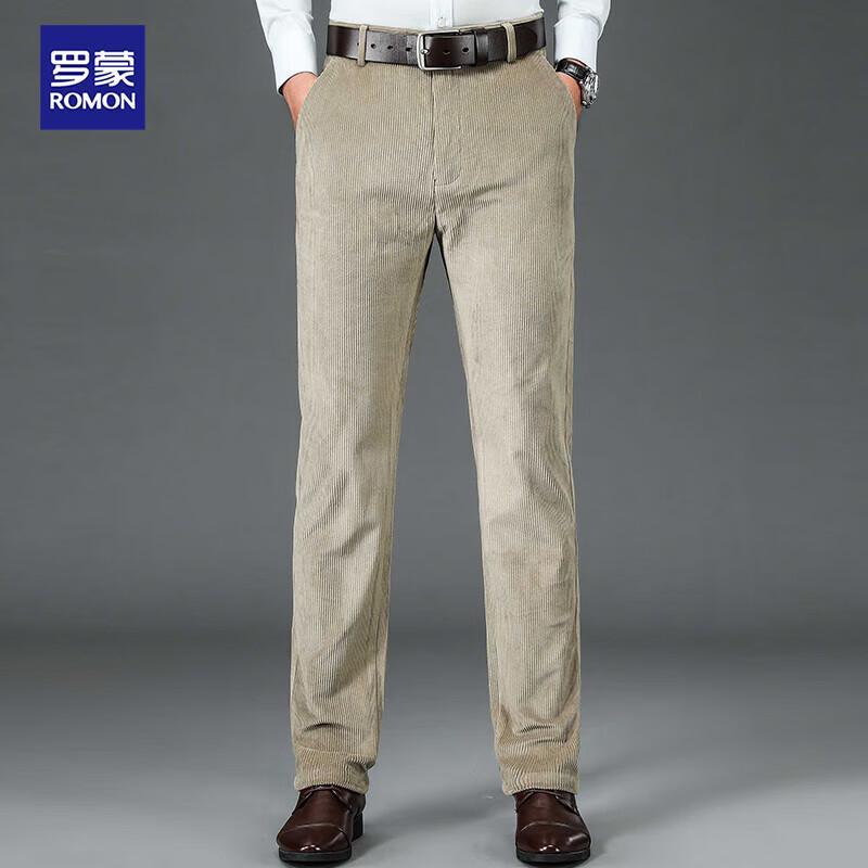 ROMON Men's Corduroy Casual Straight-Leg Pants