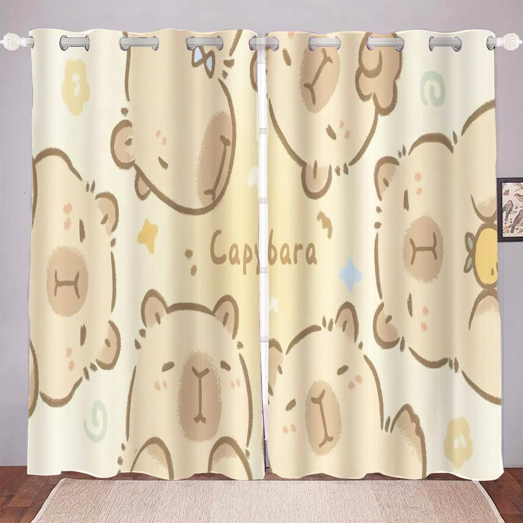 Cartoon Capybabr Curtain For Boy 3D Print Bedroom Living Room Window Blackout Partition Style Home Decoration