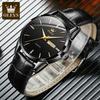 OLEVS 6898 Luxury Quartz Movement Watch for Men Sports Shock-resistant Calendar Leather Luminous Waterproof Mens Wristwatches