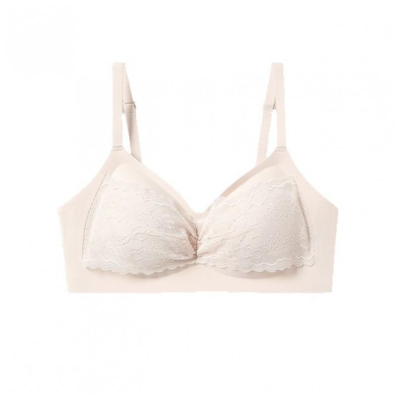 Womens Pure Lace Wireless Bra Push Up Thin Cup Seamless Comfortable Underwear Small Breasts
