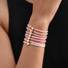 Girls Heart Shape Beaded Bracelets Set With Glass Material For Gift And Anniversary Celebrations