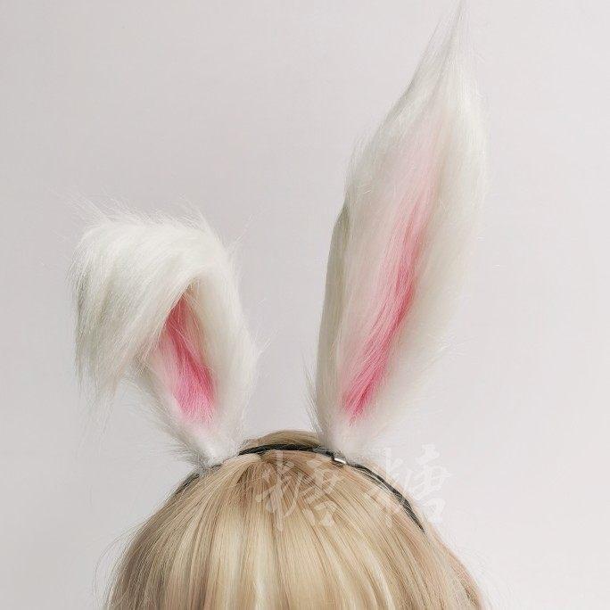 Original Handmade Lolita Foldable Animal Ears KC Rabbit Ears Hair Accessories Hairpin Headband Lolita with Plush