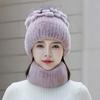 Hat Winter Women's Winter Fashion Rabbit Hair Baotou Hat Women's Green Wool Thickened Warm Ear Protection Fur Ladies