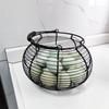 Iron Wire Woven Egg Basket, Round Handheld Kitchen Grocery Basket