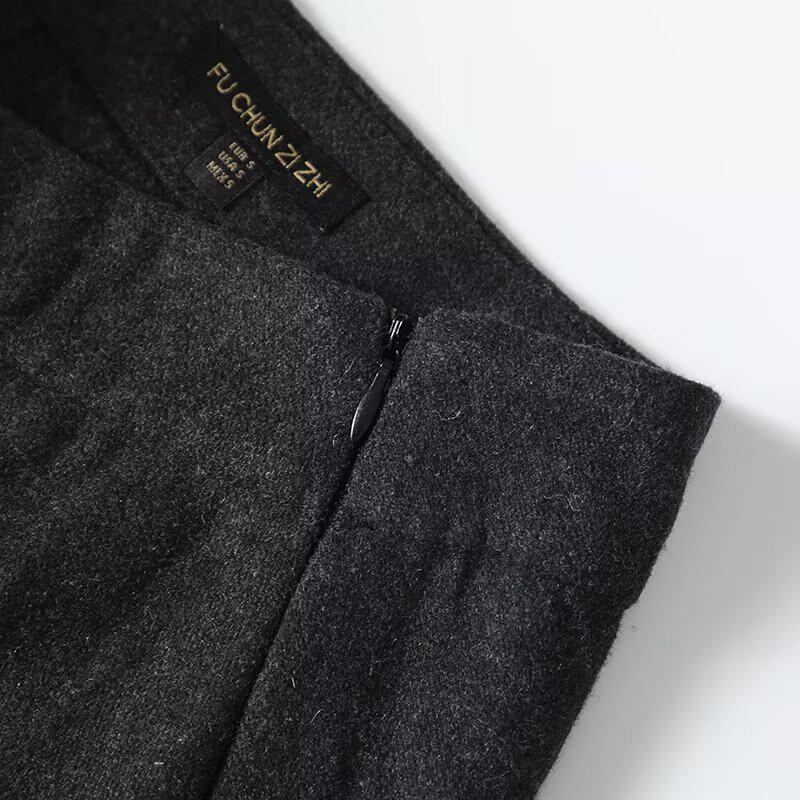 2025 Spring Women's Slim Fit Wool Blend Midi Skirt: Elegant, Versatile, and Stylish