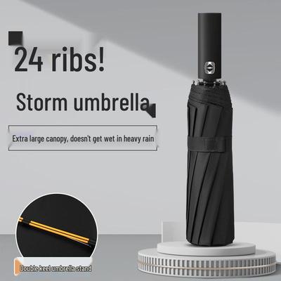 Large Fully Automatic Folding Umbrella with Black Glue Parasol for Sun and Rain Protection