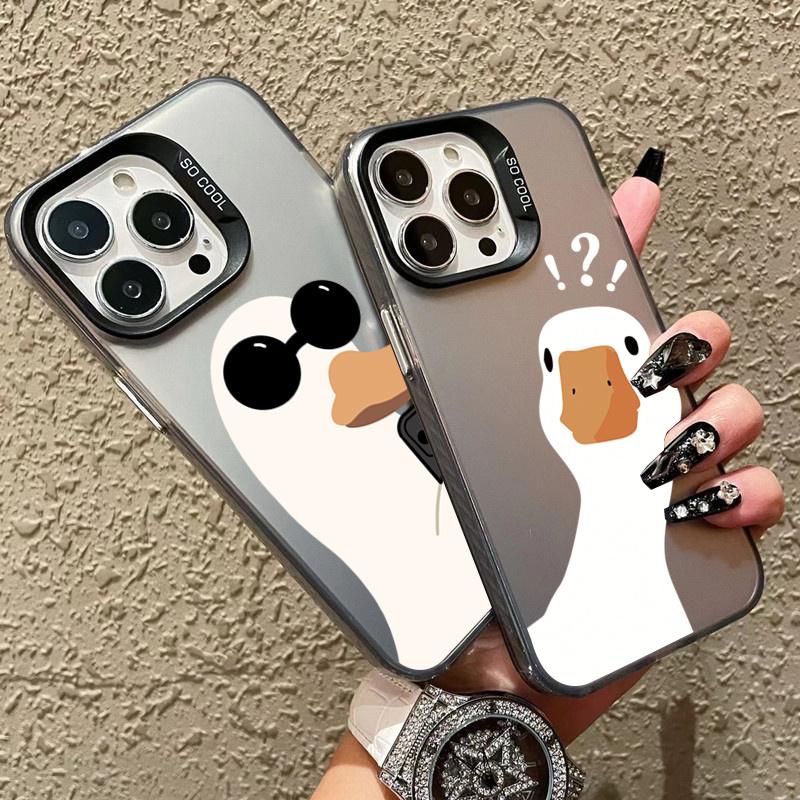 Cute Duck Brief Painting Phone Case For  Redmi 12C 13C Redmi Note 13 12 Pro Plus  5G 4G 12S 11S 10S 10 Plating Matte Cover