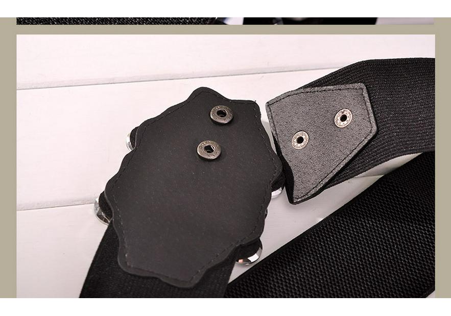 Autumn Winter Women's Rhinestone Elastic Waist Leather Belt with Skirt Decoration and Down Jacket Waistband.
