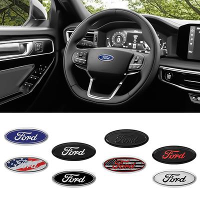 For Focus Mk4 Kuga Fiesta Mk7 Explorer Mustang Car Styling Steering Wheel Center Cover Sticker Badge Decor Auto Accessories