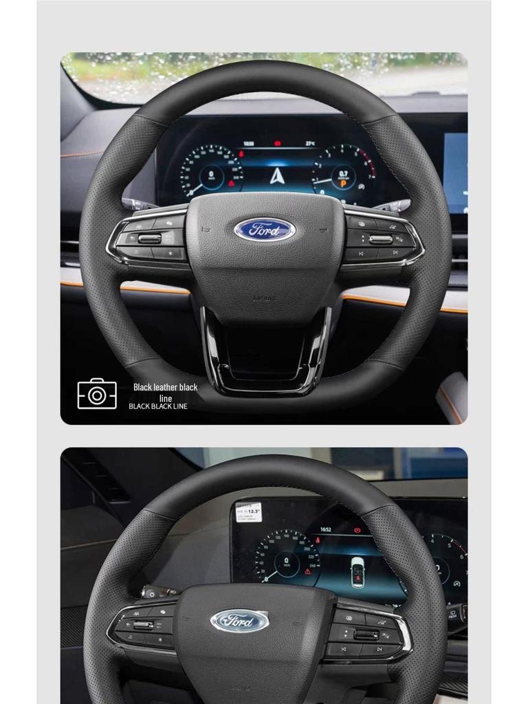 Ford Territory EV Genuine Leather Steering Wheel Cover, Hand-Stitched Grip