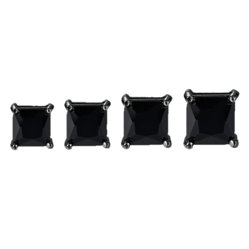 stud earrings women's zircon earrings European and American square black diamond square ear hanging source with trinkets women's jewelry