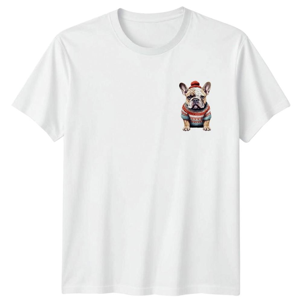 French Bulldog Winter Sweater Hat Animals Dogs Unisexs TShirt Unisexs Tee Graphic S