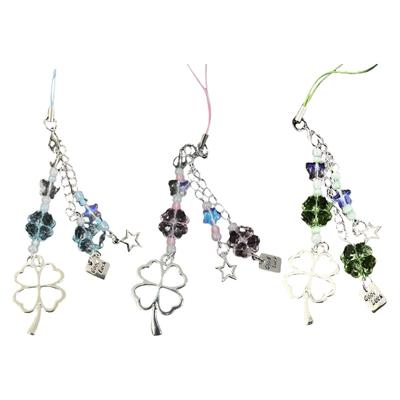 Charm de téléphone en forme de trèfle porte-bonheur élégant, fournitures artisanales faites à la main, chaîne de téléphone en acrylique et alliage pour sacs et usage quotidien pour adultes