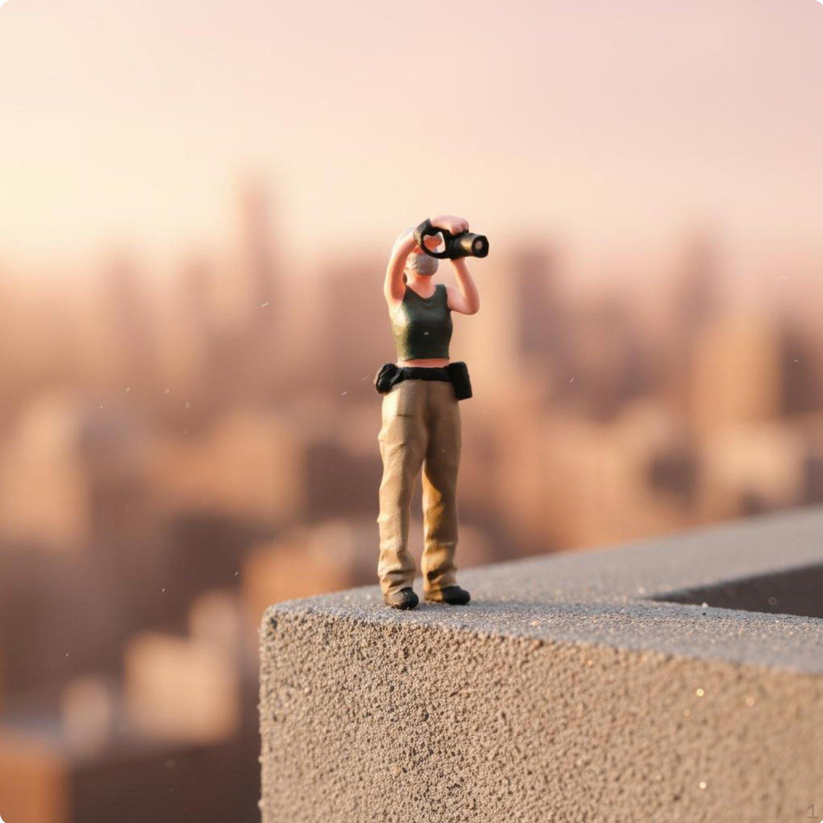 1/64 Scale Photographer Figure Highly Detailed Model High Detail Sand Table