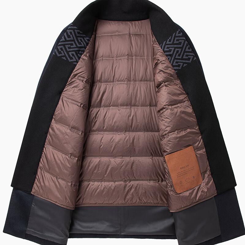 FAPAI Men's 3-in-1 Detachable Down Liner Wool Overcoat