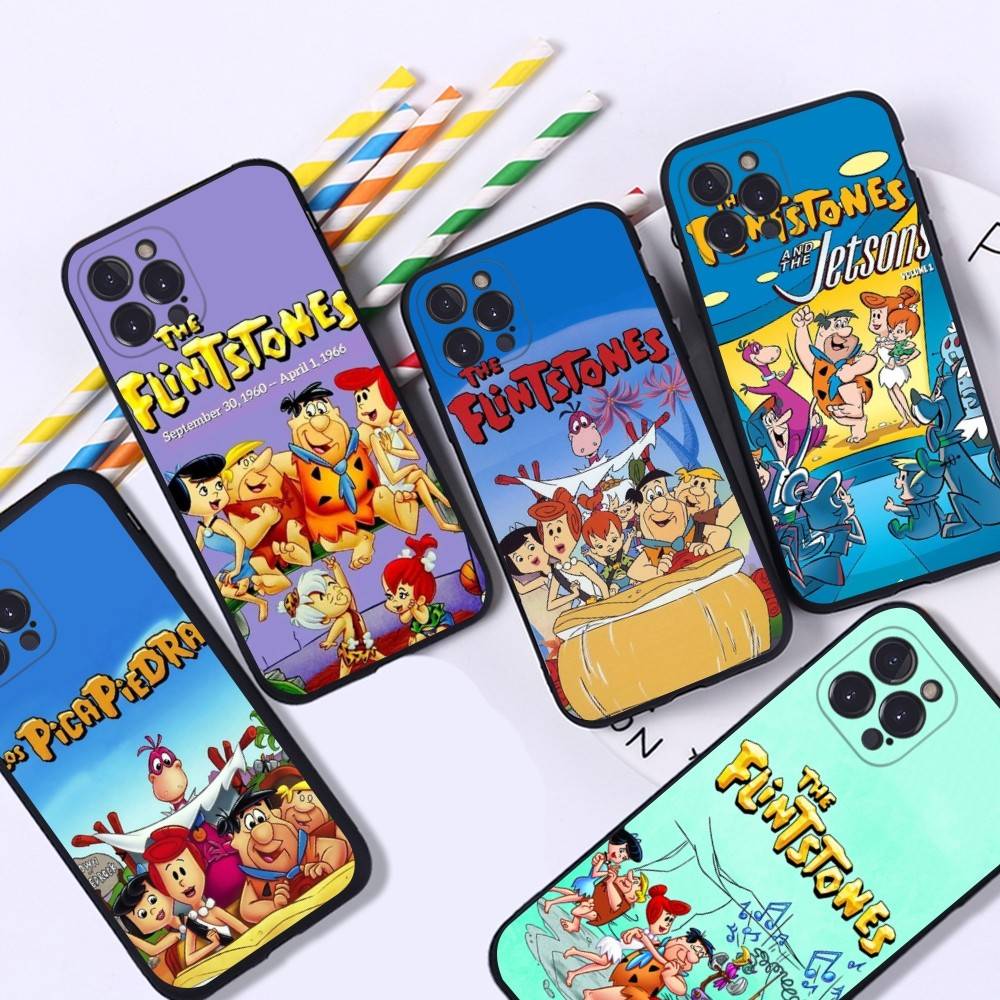 The Flintsto nes Cartoon Phone Case For IPhone 17 Air 16 15 14 Plus 13 12 Mini 11 Pro Max Black Cover