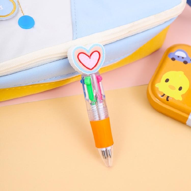 12Pcs Heart Shape Multicolored Pen 4-Color-in-1 Ballpoint Pen for Daily Note Taking Drawing and Classroom Exchange Gift