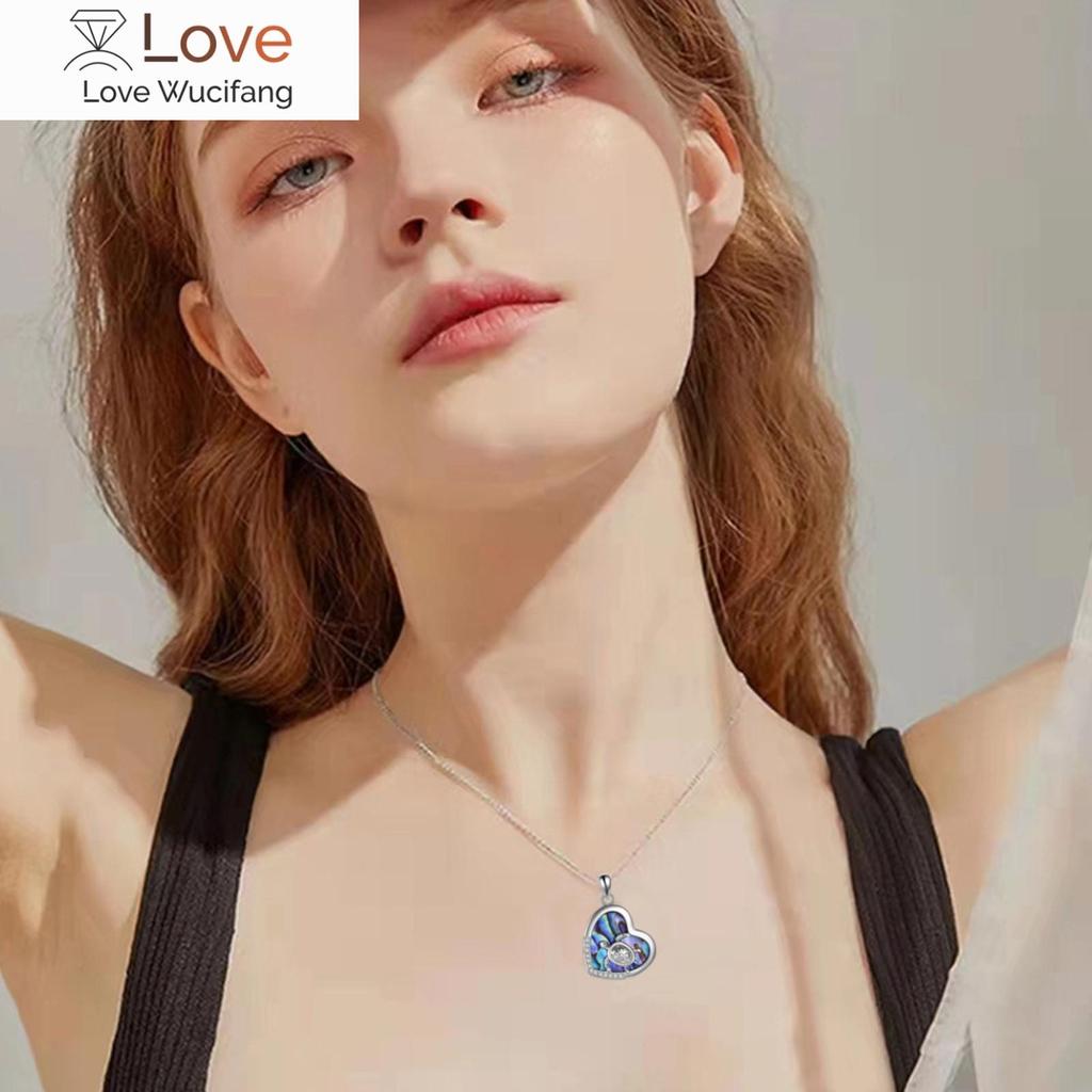 Meeresschildkröten-Halskette Sterling Silber Liebesherz Mutter Kind Schildkrötenanhänger Halskette Schildkrötenschmuck Geschenke A Halsketten für Frauen