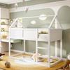 Bunk Children Bed, 90 x 200 cm, Low Bunk Single Bed, Loft Bed with Stairs, Solid Wood Frame, Wood Color
