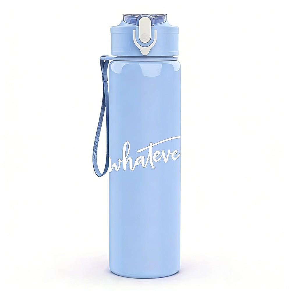 1PC Soft Faint Handwritten Signature Print 750ml Color Plastic Sports Water Bottle Leakproof Flip Straw Lid Suitable for Sports Office Home Use