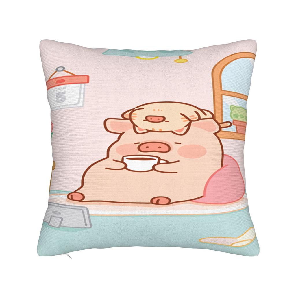 L-Lulu Schweinchen Kissenbezüge Morden Kissenbezug für Sofa Auto Heimdeko Grafik Kissenbezug