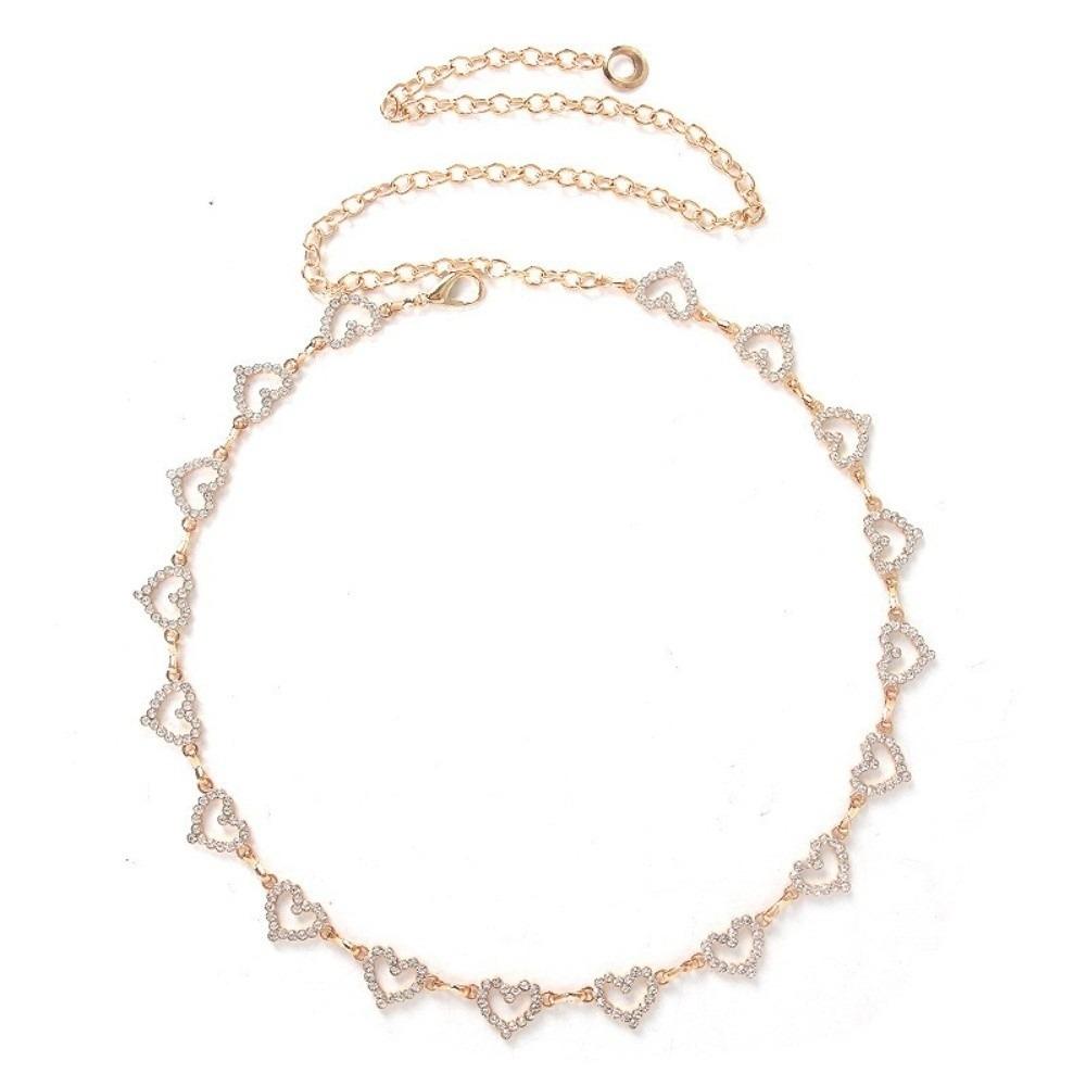 

Tassel Body Jewelry Rhinestone Bikini Belly Chain Adjustable Heart Waist Chain Summer золотой
