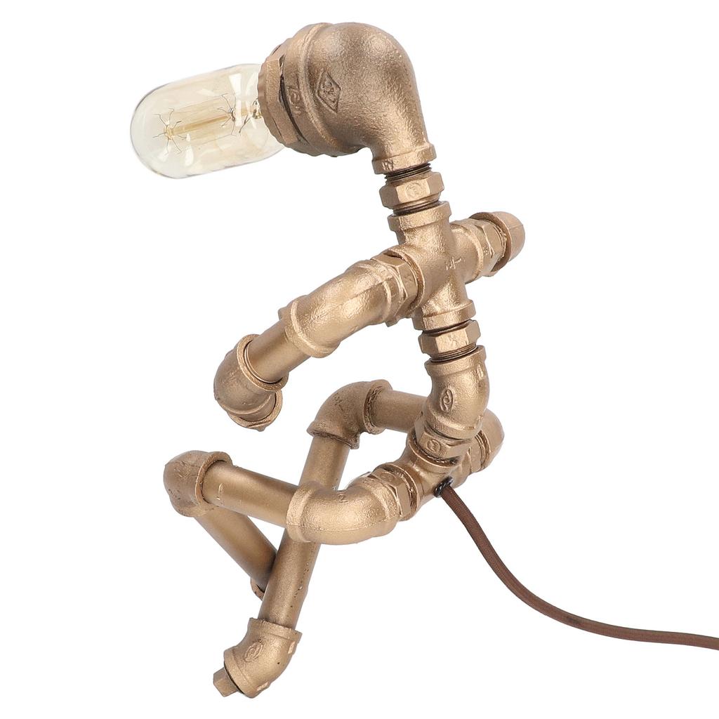 Retro Desk Lamp Unique Pipe Robot Shape E27 Exquisite Vintage Table Lamp for Home Living Room Cafes