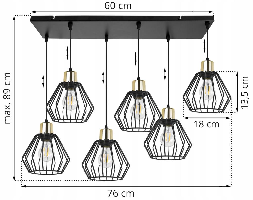 Hanging Lamp, Ceiling Chandelier, Wire Shade, Led