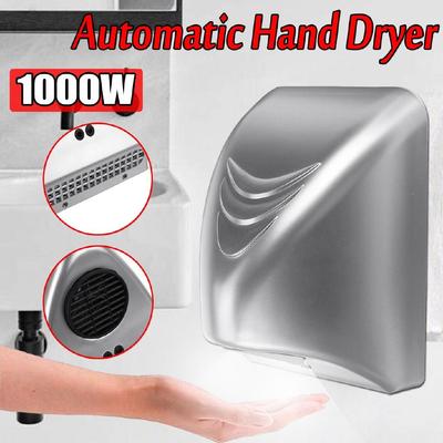 1000W Powerful Hand Dryer Hotel Commercial Bathroom Winding Hand Dryer Electric Automatic Induction Hands Drying Device Silver Grey