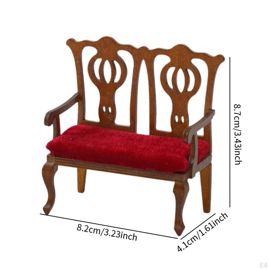 1/12 Domek dla lalek Drewniane krzesło DIY Akcesoria dla lalek Rekwizyty do sceny z życia Ornament Mebel Model zabawki