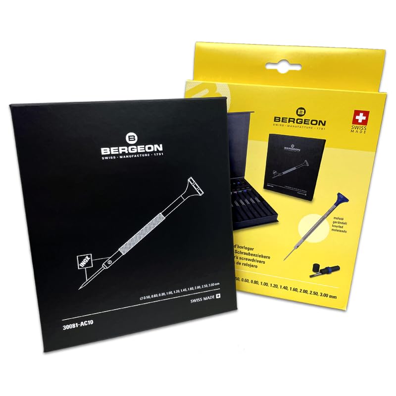 BERGEON Watch Repair Tool Set of 10 Screwdrivers in a Paper Box (BE30081-AC10) - Officially Imported