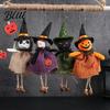 Halloween Centerpiece Decoration Hanging Decoration Spooky Pumpkin/Ghost/Witch/Black Cat Doll Ornament with Witch Figurine for Burlap Skirt