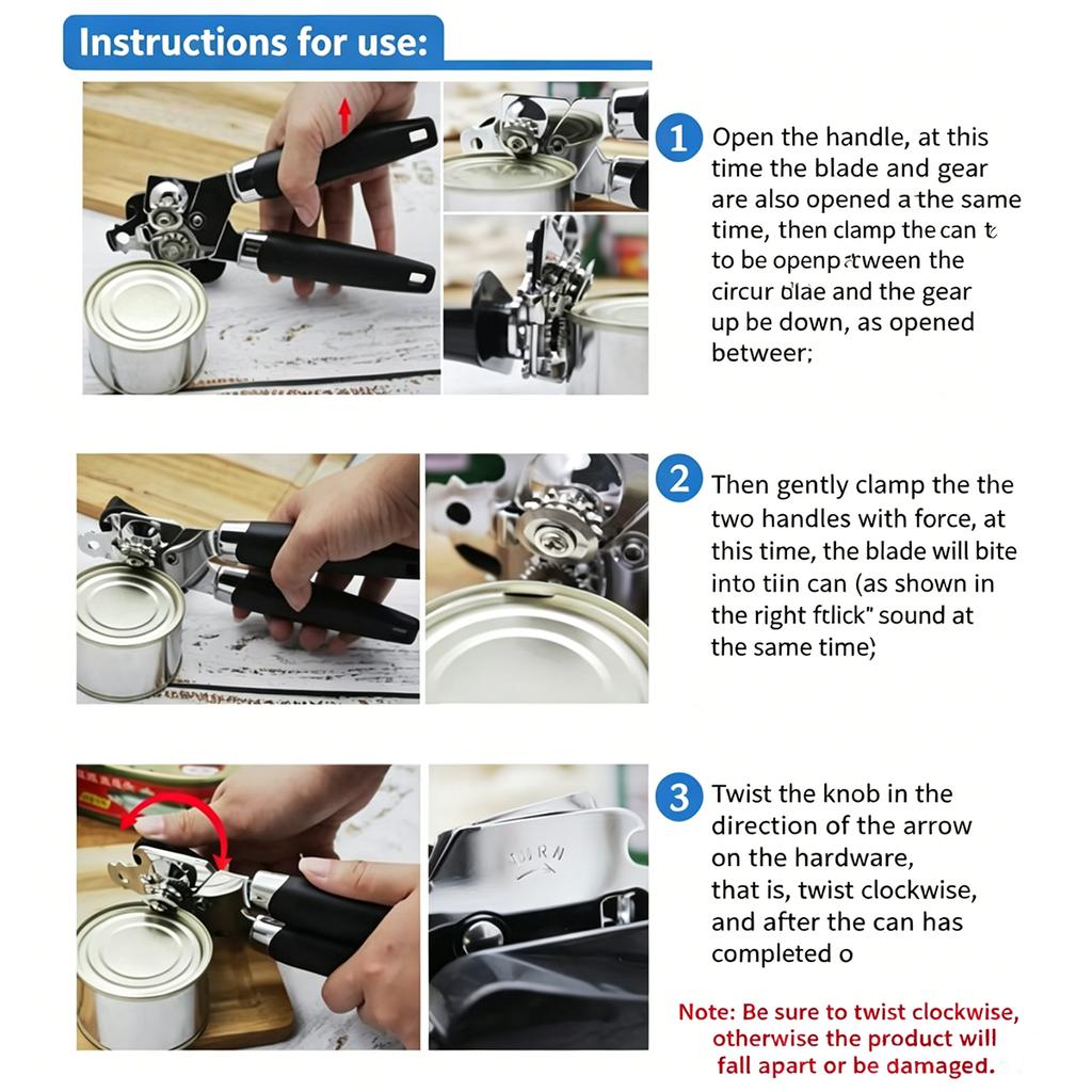 1Pc Practical Multifunctional Stainless Steel Manual Can Opener Non Slip Handle Beer Bottle Opener Kitchen Tool