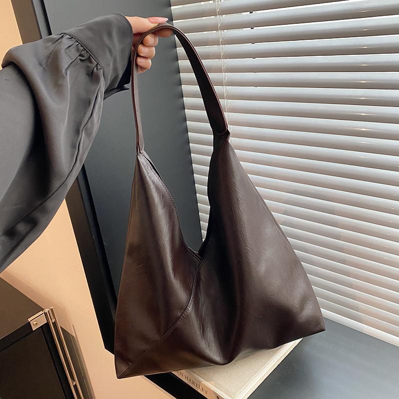 Stylish Black Brown Coffee Pu Large Tote Bag Unique Design For Women