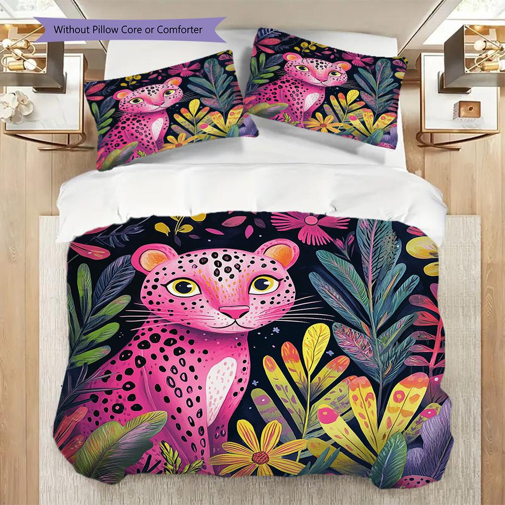 Leopard Pattern Bedding Quilt Set Quilt Cover Pillowcase Home Decoration Birthday Gift (1 * duvet cover + 2 * pillowcase, without core)