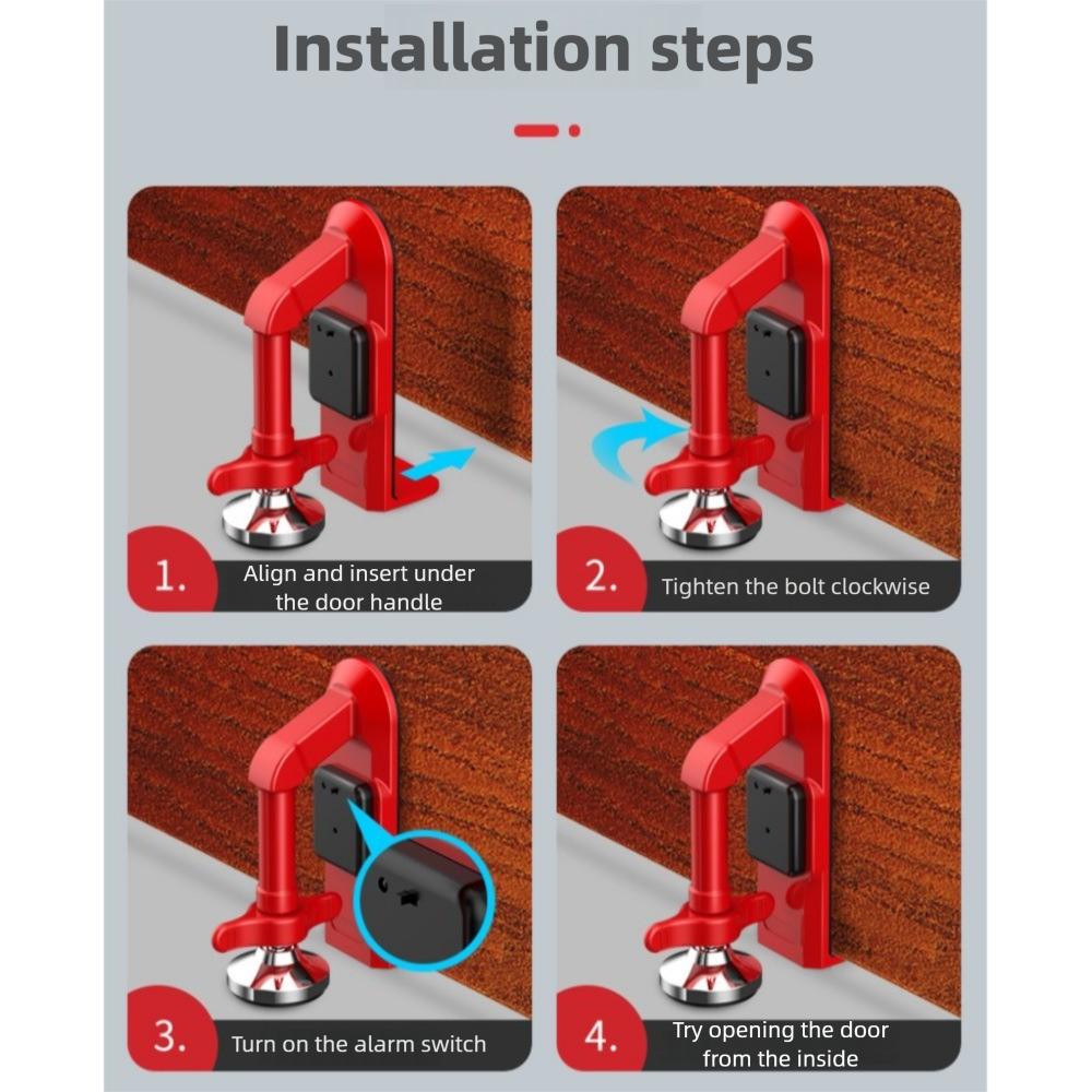 Adjustable Alarm Door Stopper Personal Protection Anti Theft Door Lock Brace Security Device Portable Non-Slip Door Jammer