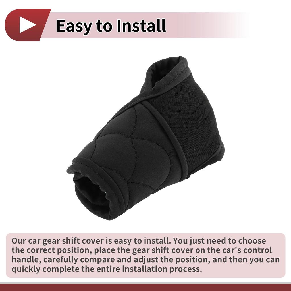 Partuto Gear Shift Knob PU Safety Measures Cover, Black, 1pc, Polyester, Anti-Slip, Dustproof, Waterproof,