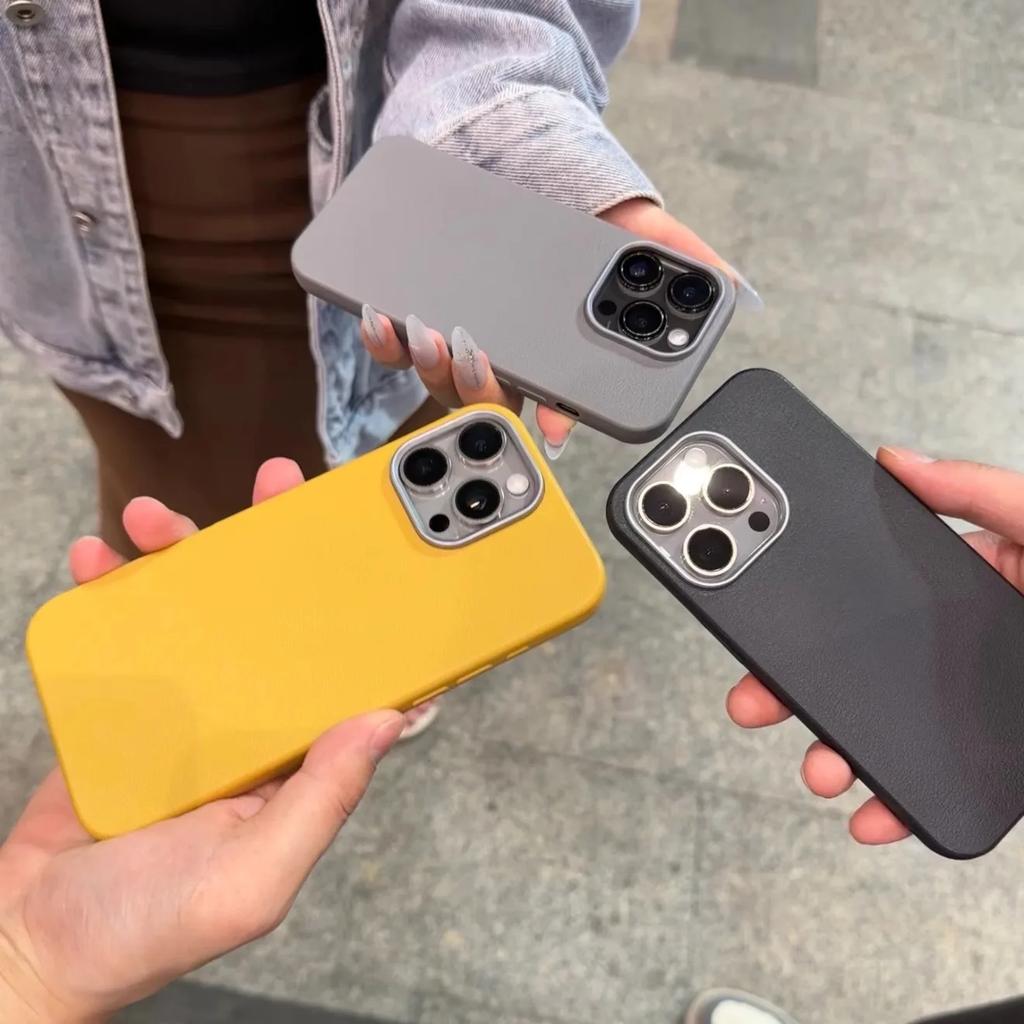 Custodia per telefono in pelle opaca di lusso per iPhone 16 15 14 Plus 13 12 11 Pro Max XS Max XR Protezione dell'obiettivo Custodia in silicone antiurto